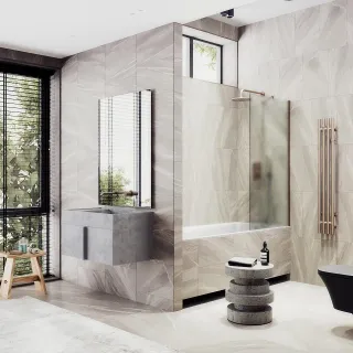 Шторка на ванну MaybahGlass MGV-95-2ш 90см бронза